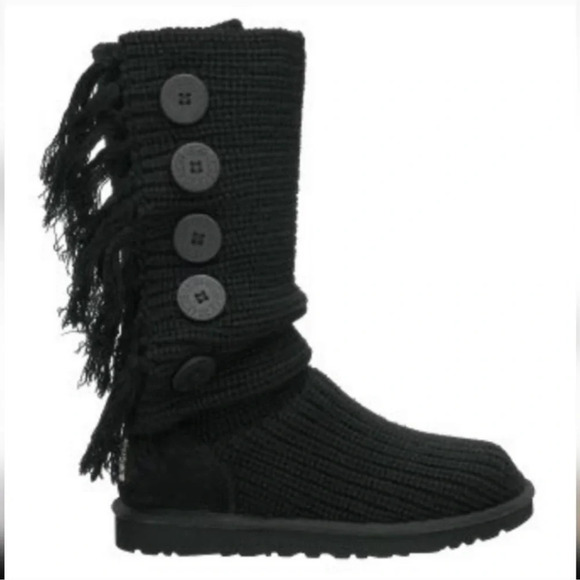 UGG Australia Cardy Knit Boot with Fringe cable knit knee high boot comfy - Picture 1 of 10